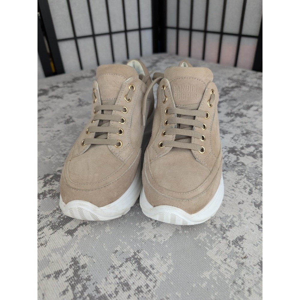 Candice Cooper Italy Women's Comfort Sneakers Beige Suede‎ Size 6.5 Lace-Up GUC